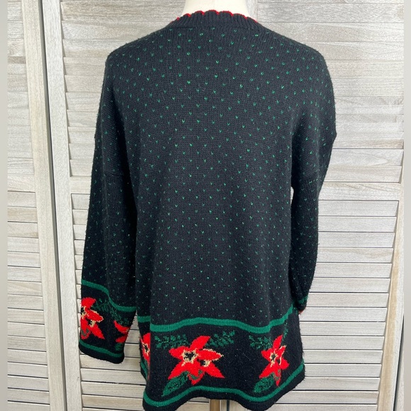 DANA SCOTT Vintage Christmas Holiday Poinsettia Sweater-Medium - Picture 2 of 2